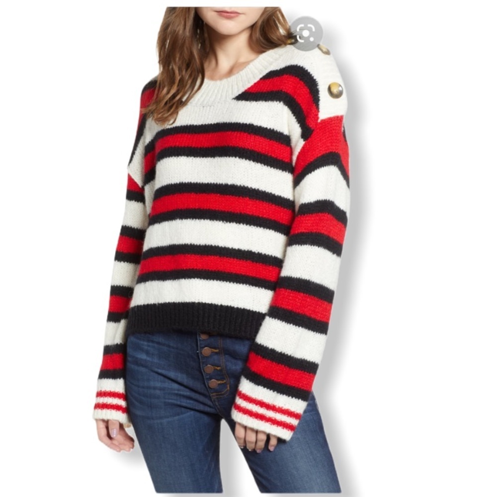 BP Button Shoulder Stripes Sweater NWT